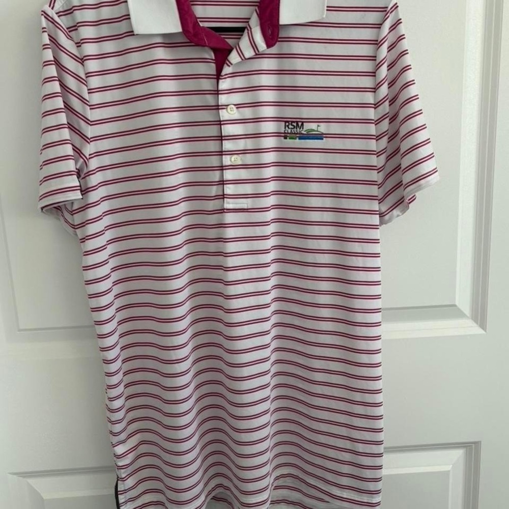 Ralph Lauren white and berry striped polo shirt